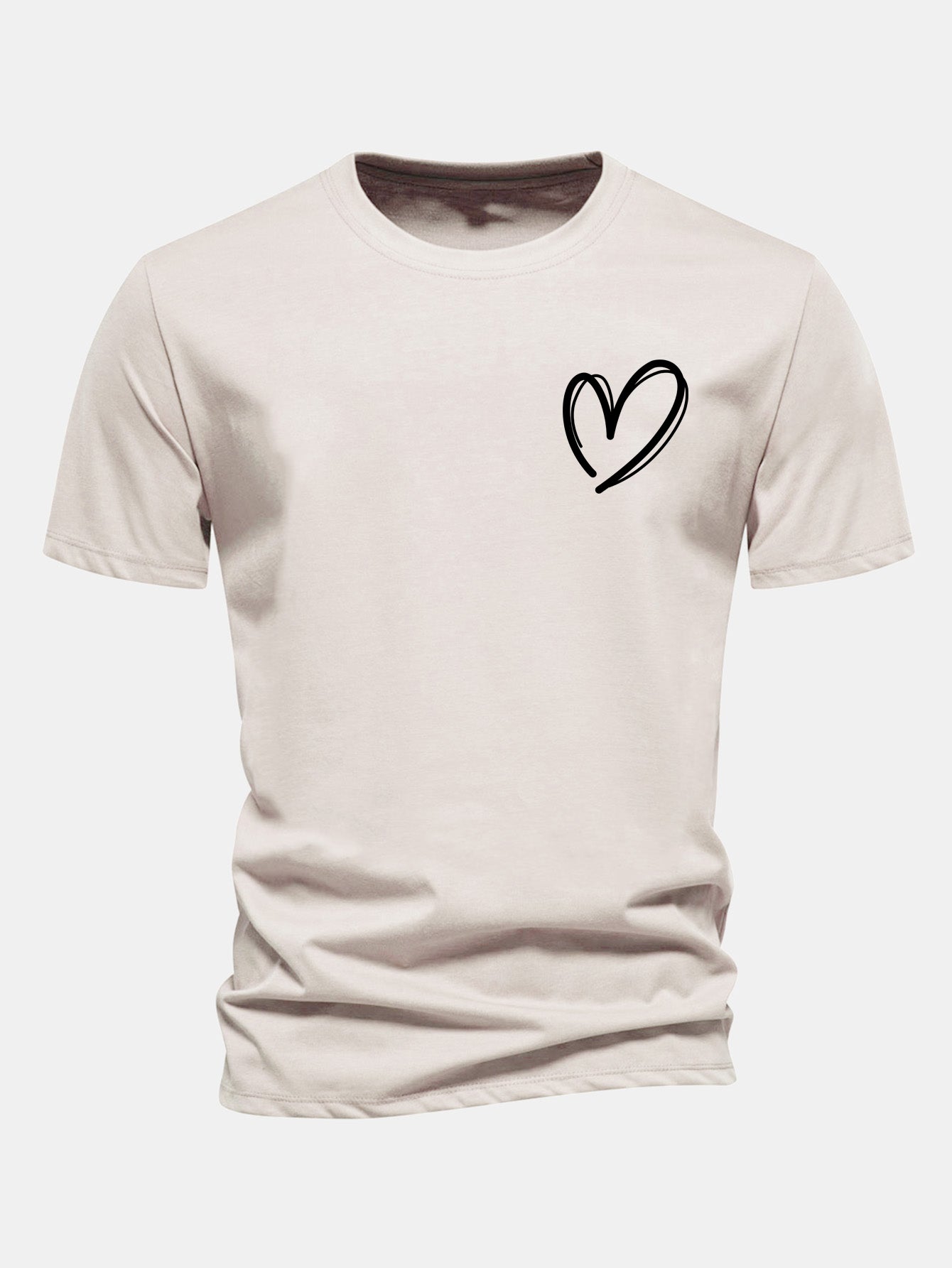 Regulär geschnittenes T-Shirt mit Herzmuster aus Baumwolle