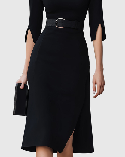 Blythewyn | Klassisch Schwarzes Midikleid