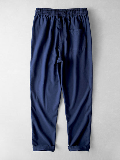Kurzärmliges Hemd im Leinen-Look mit Stehkragen & gerade geschnittene Leinenhose