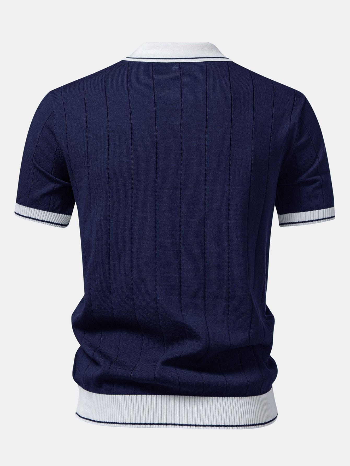 Kontrastbesatz Geripptes Johnny-Kragen Strick-Polo & Slim Fit Tapered Hose