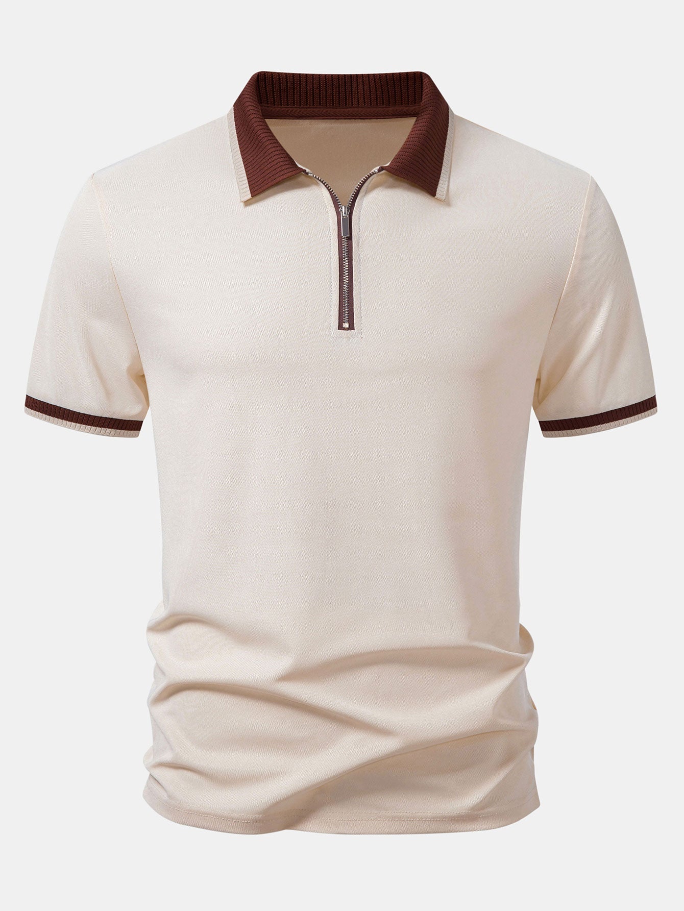 Kontrastbesatz Reißverschluss Polo & Slim Fit Tapered Hose