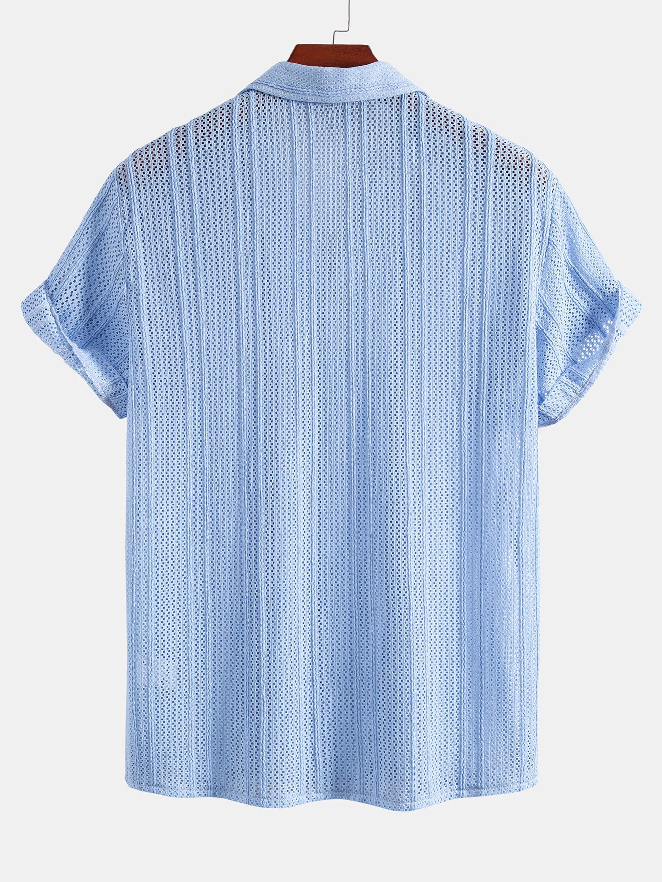 Offenes Stricktexturiertes Shirt mit Kubanischem Kragen & Knittertexturierte 5"-Shorts