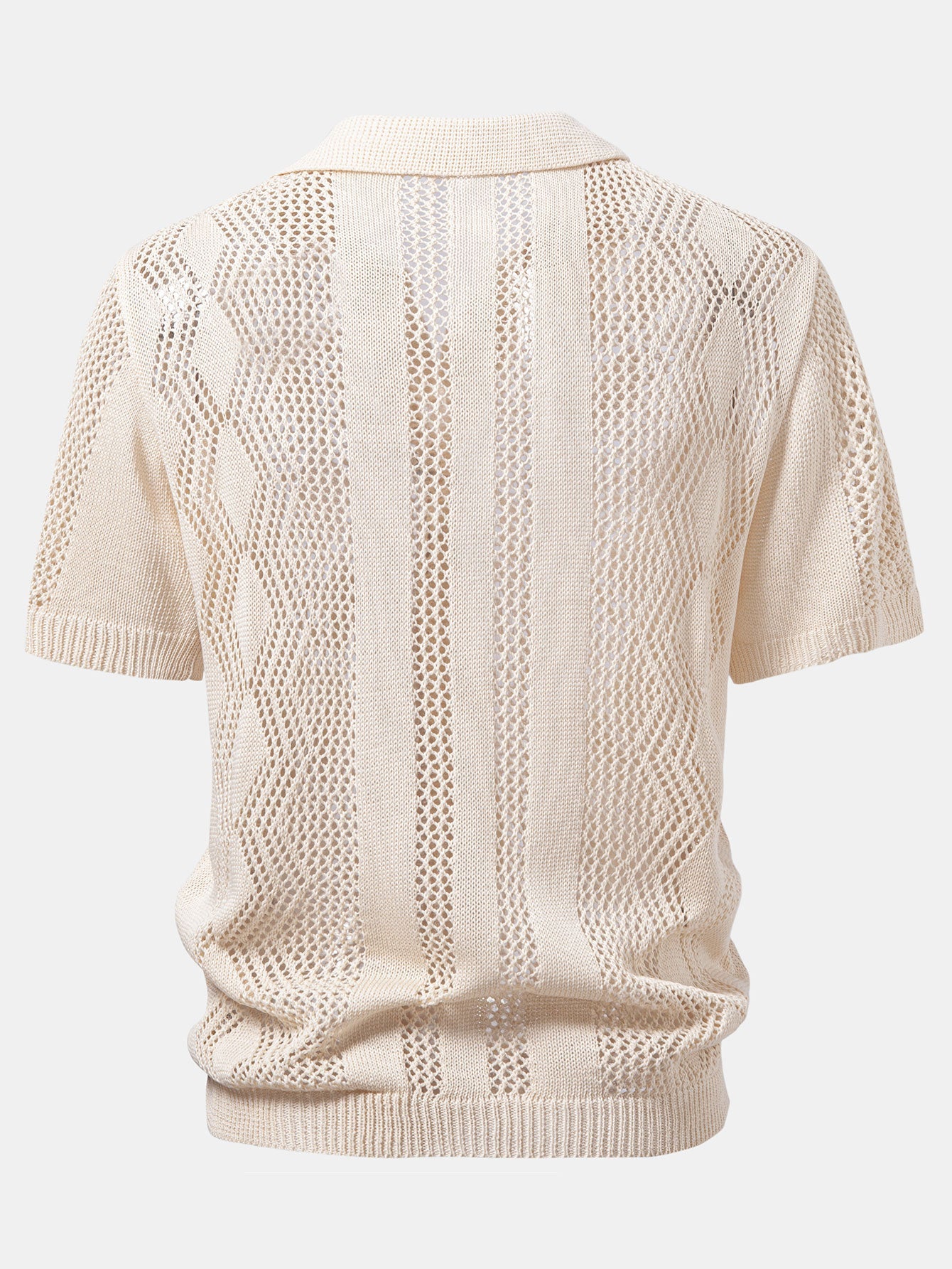 Relaxed Fit Geometrie Häkel V-Ausschnitt Strick Polo & Gerade Beinform Leinenhose