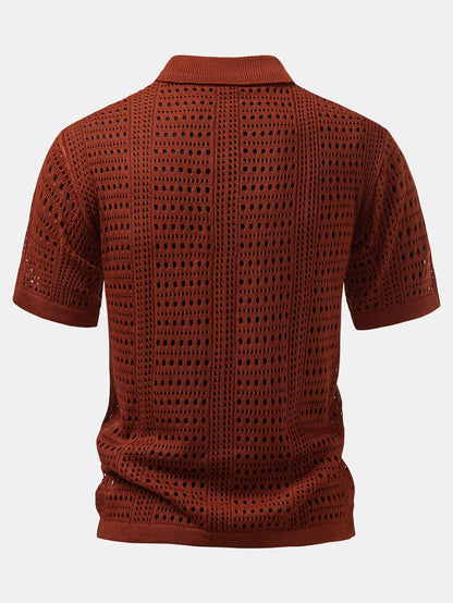 Häkel V-Ausschnitt Polo-Shirt