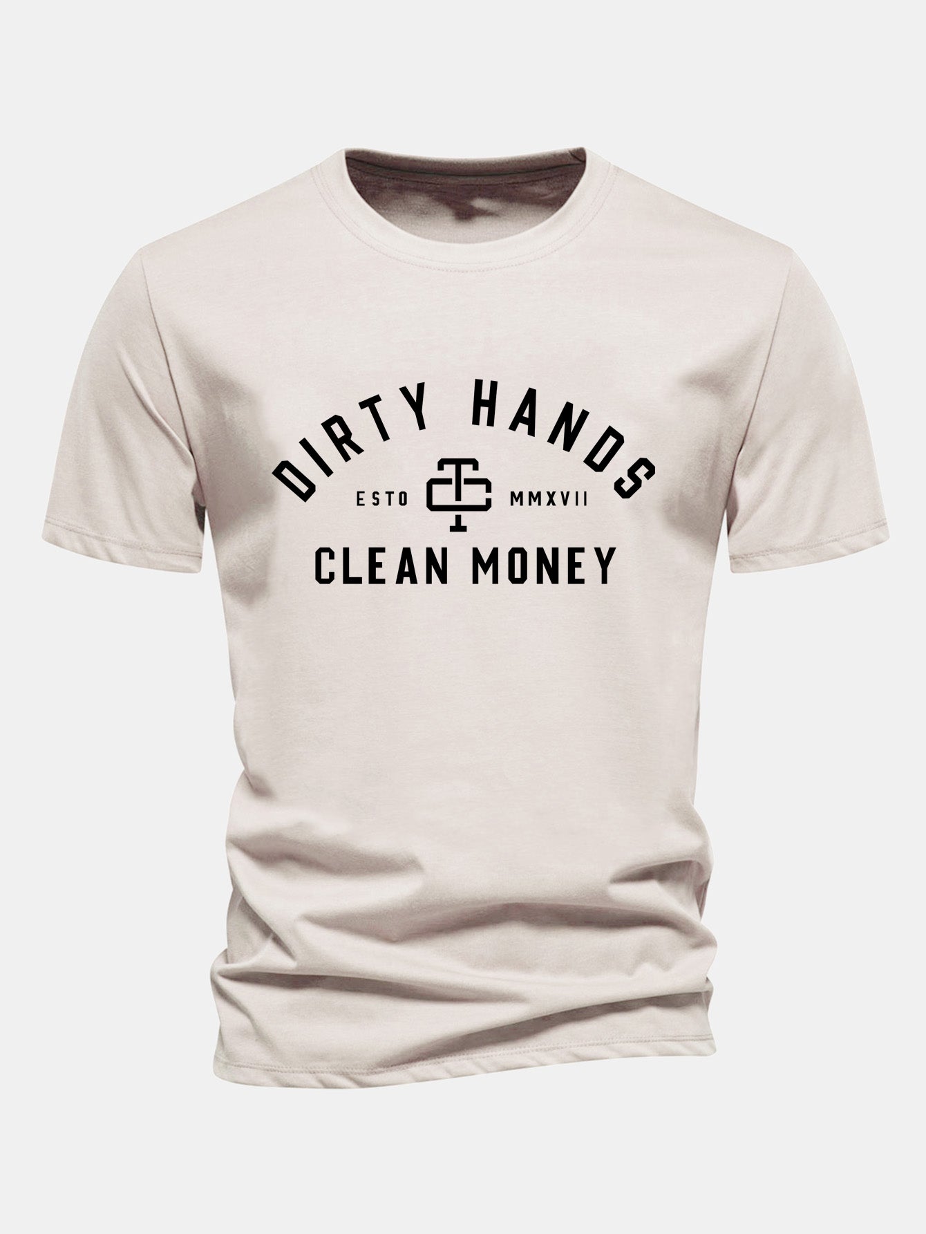 Regulär Passform Dirty Hands Clean Money Druck Baumwoll-T-Shirt