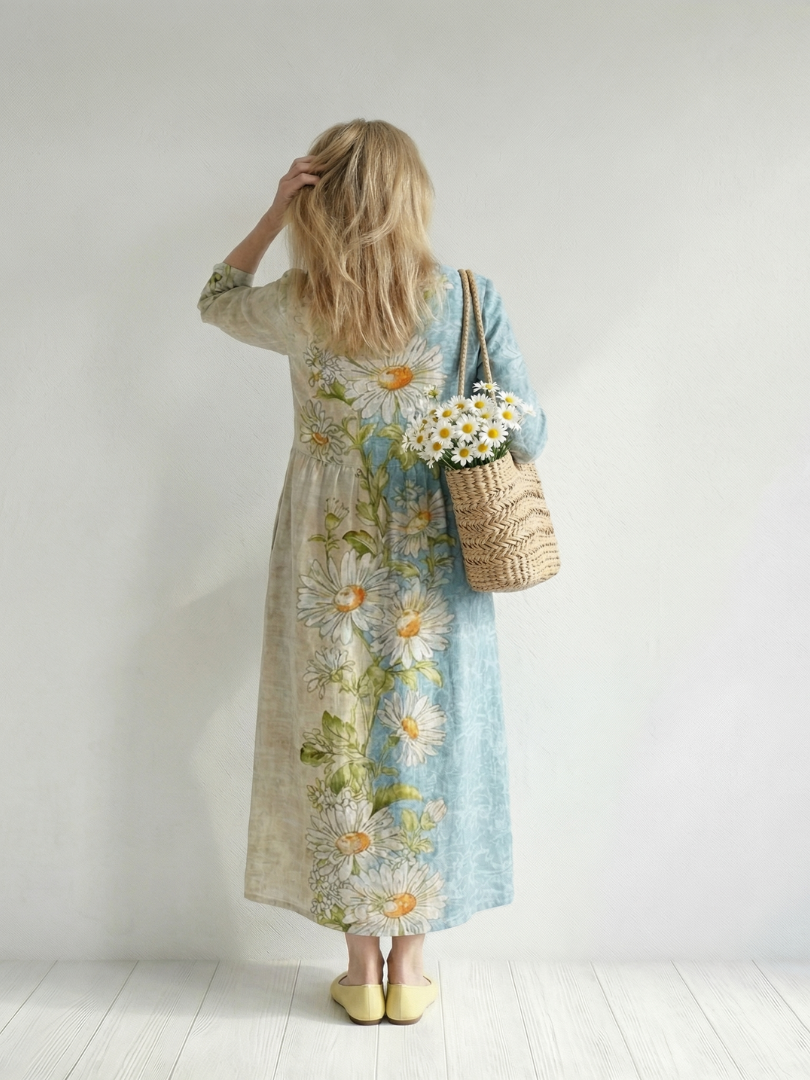 Annika | Leichtes Gänseblümchen Midikleid