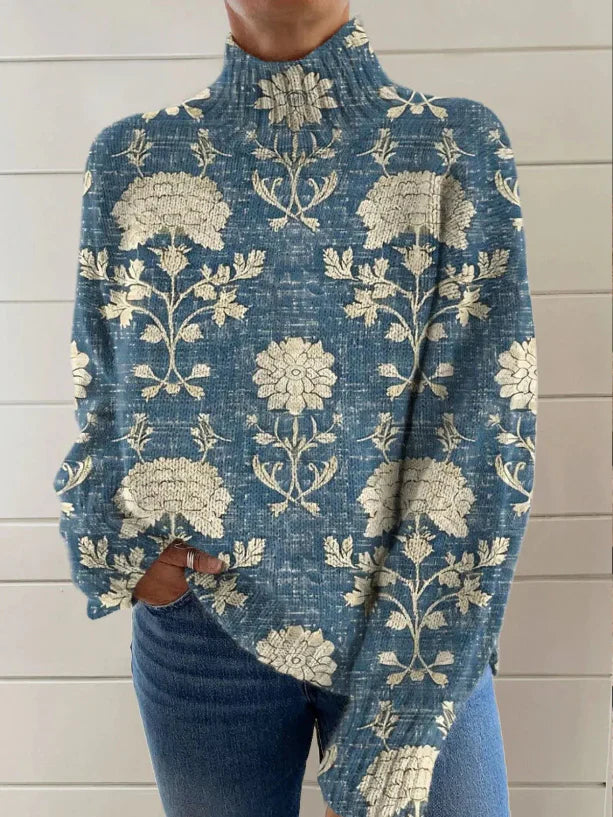 Bonny - Warmer Oversized Pullover mit Blumenmuster