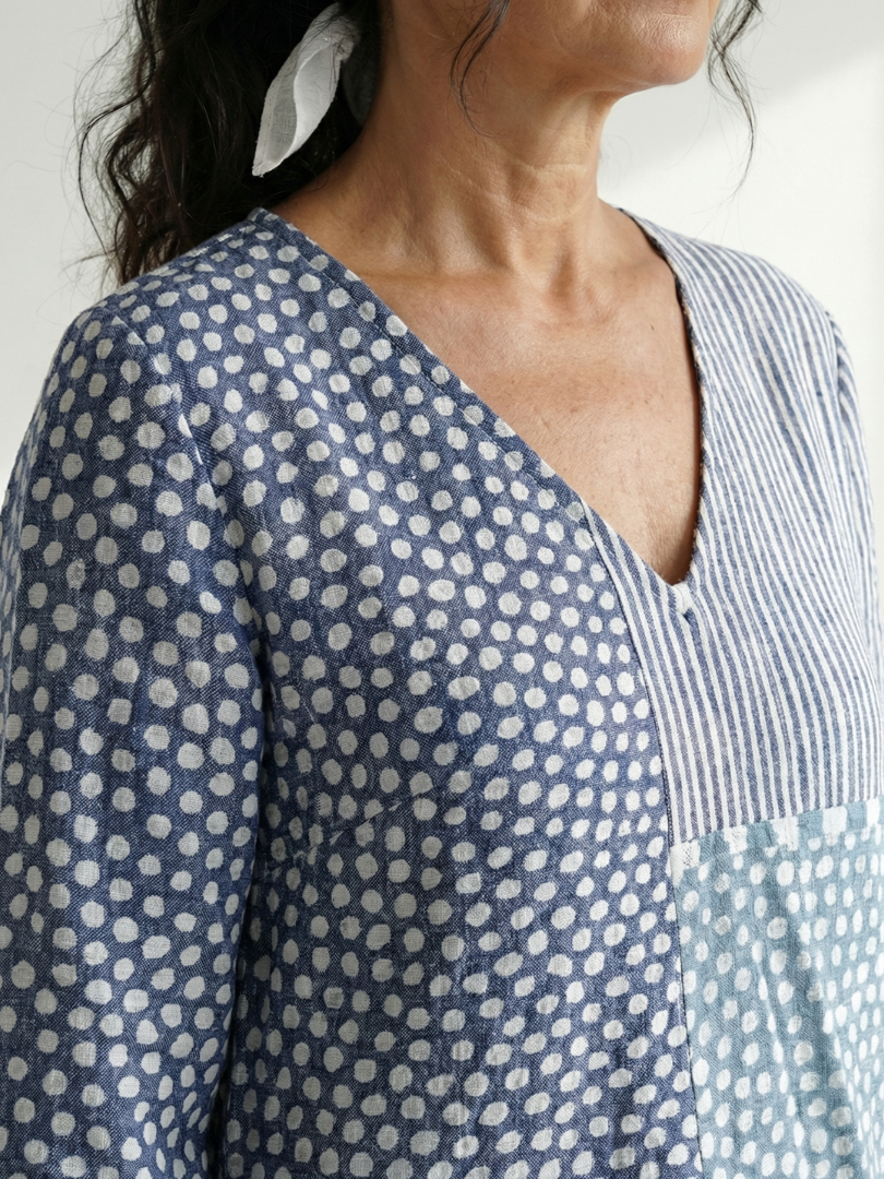 Katrin | Patchwork Midikleid mit entspannter Passform