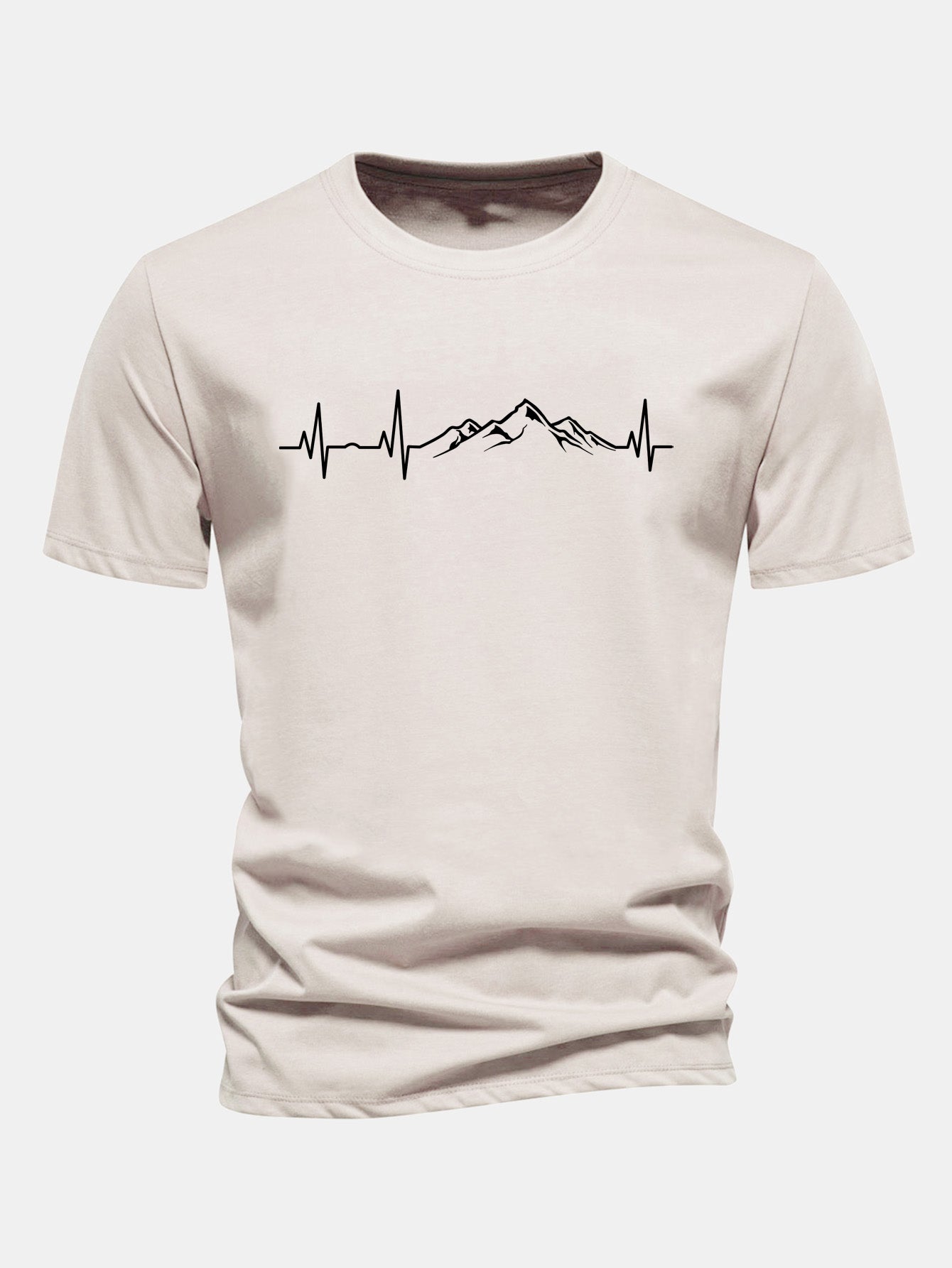 Regulär geschnittenes T-Shirt mit Herzschlag-Mountain-Print aus Baumwolle