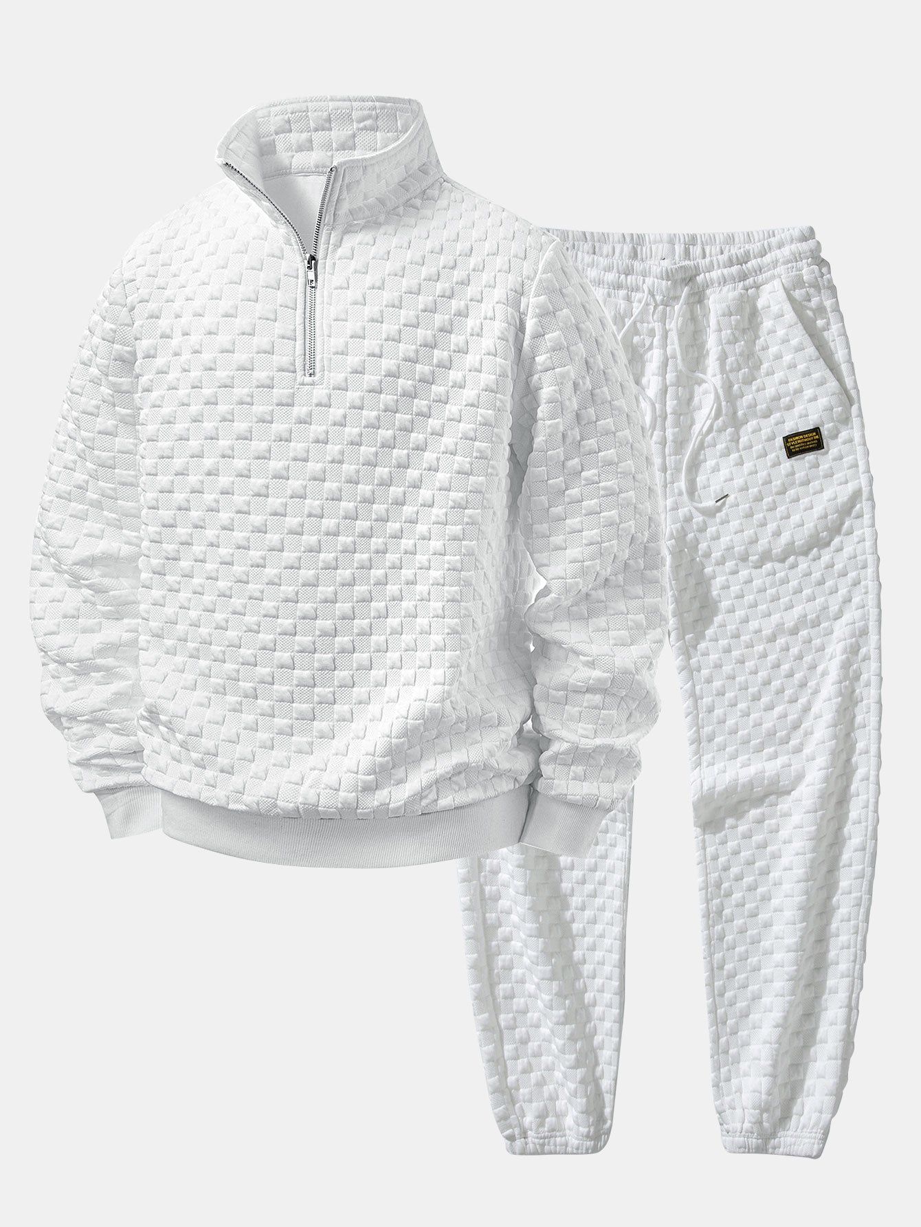 Schachbrett Jacquard Quarter Zip Sweatshirt & Jogginghosen