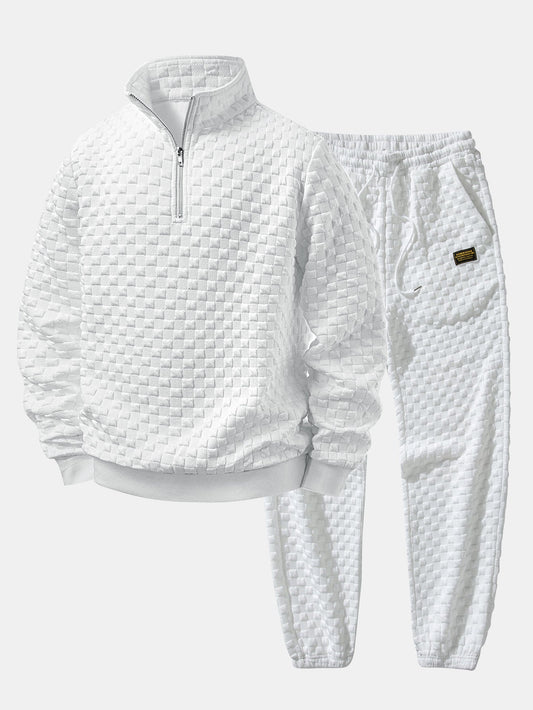 Schachbrett Jacquard Quarter Zip Sweatshirt & Jogginghosen