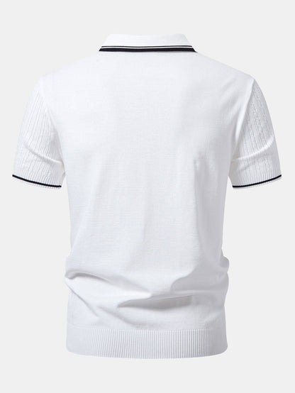 Kontrastbesatz Gedrehtes Jacquard Strick Polo & Slim Fit Tapered Hose