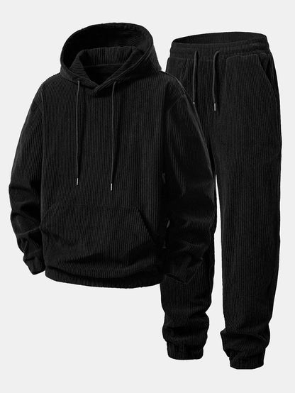 Corduroy-Hoodie mit Kängurutasche & Corduroy-Jogginghose