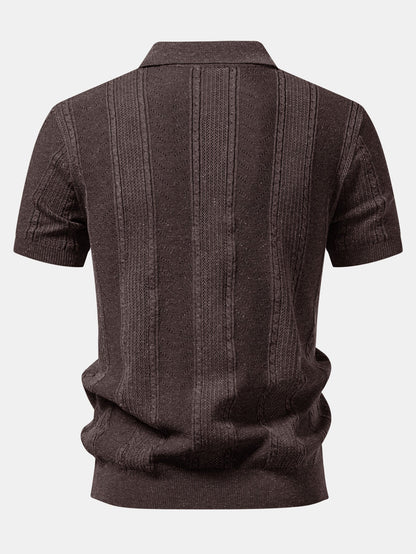 Leinenstrukturiertes Strickpolo & gerade geschnittene Leinenhose