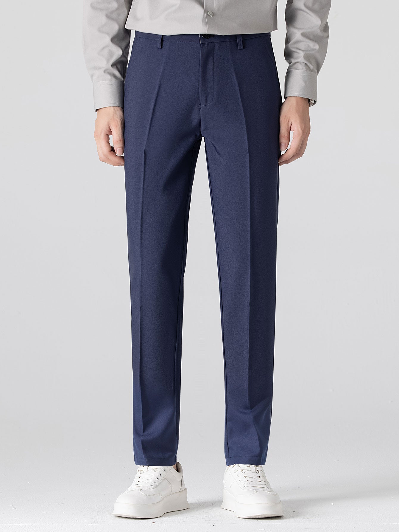 Kontrastbesatz Geripptes Johnny-Kragen Strick-Polo & Slim Fit Tapered Hose