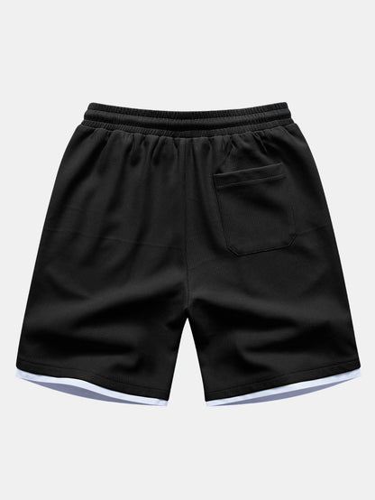 Waffel Viertel Reißverschluss T-Shirt & 2-in-1 Waffel 7″ Shorts