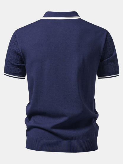 Kontrastbesatz Gedrehtes Jacquard Strick Polo & Slim Fit Tapered Hose