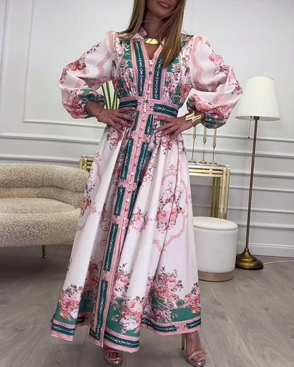 Chic Rosa Langarm-Maxikleid