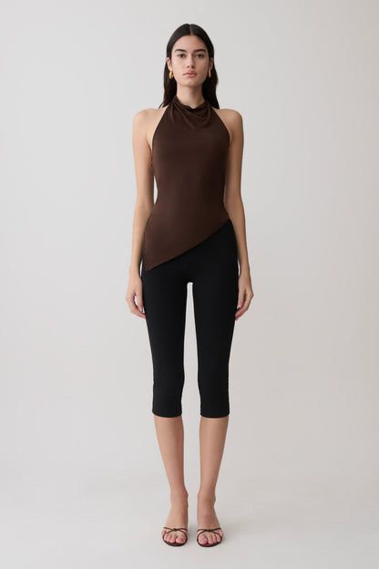 Clea Relaxed Sheer Haltertop - Espresso