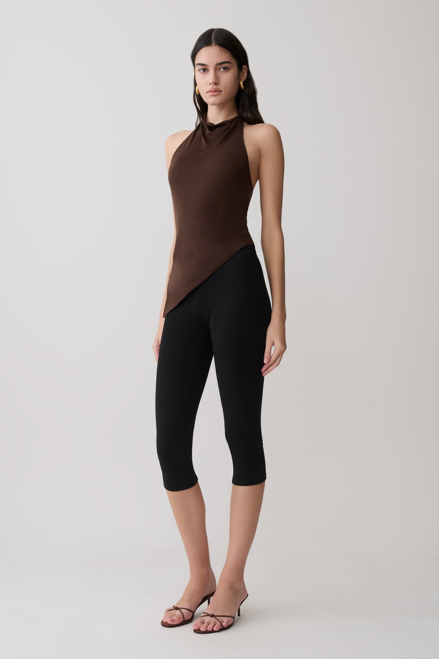 Clea Relaxed Sheer Haltertop - Espresso
