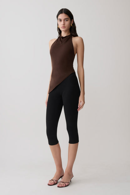 Clea Relaxed Sheer Haltertop - Espresso