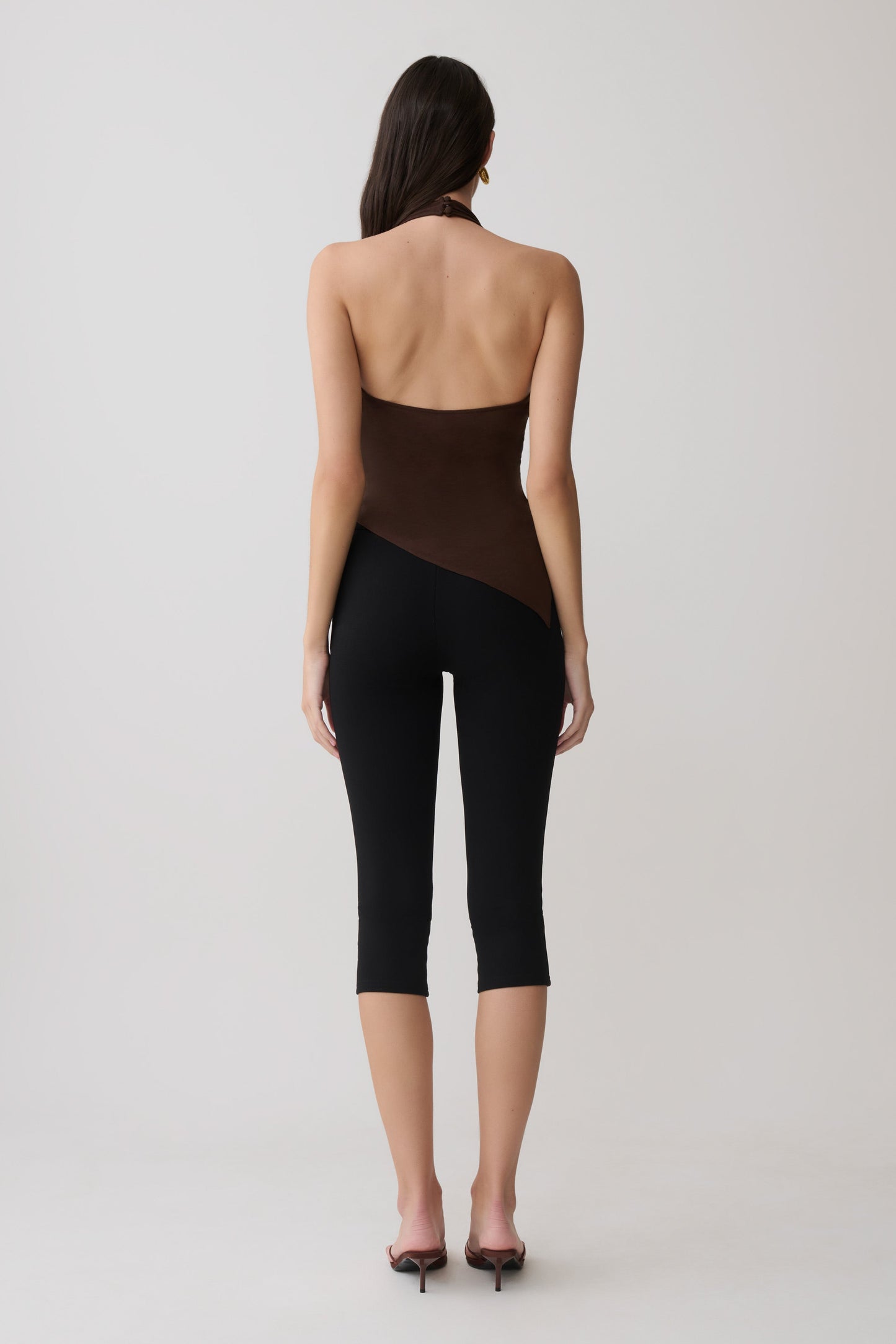 Clea Relaxed Sheer Haltertop - Espresso