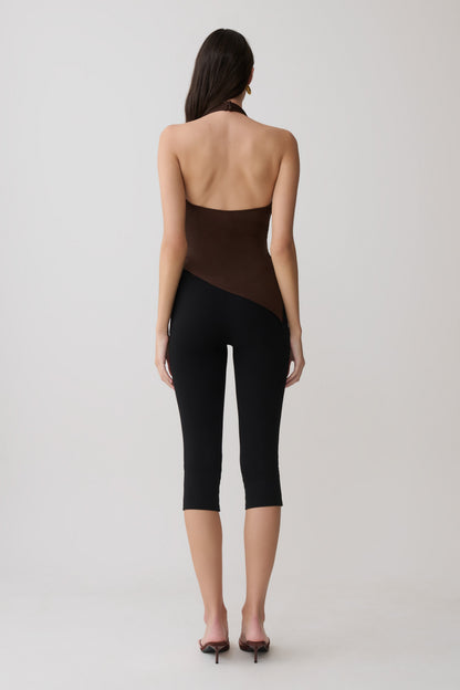 Clea Relaxed Sheer Haltertop - Espresso