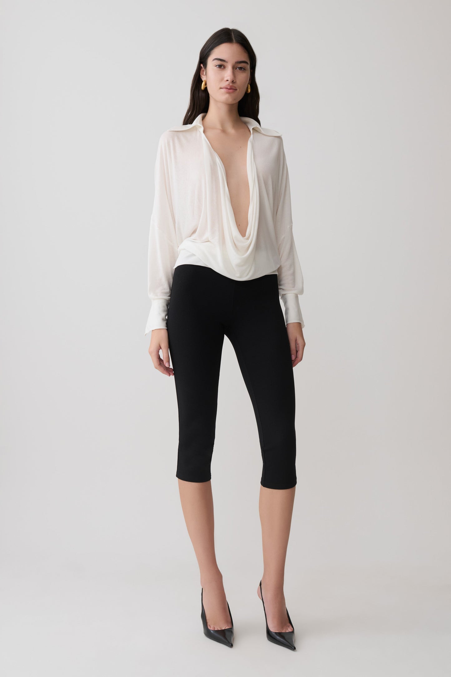 Berkley Draped Langarmshirt - Weiß