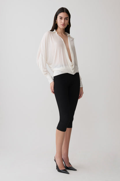 Berkley Draped Langarmshirt - Weiß