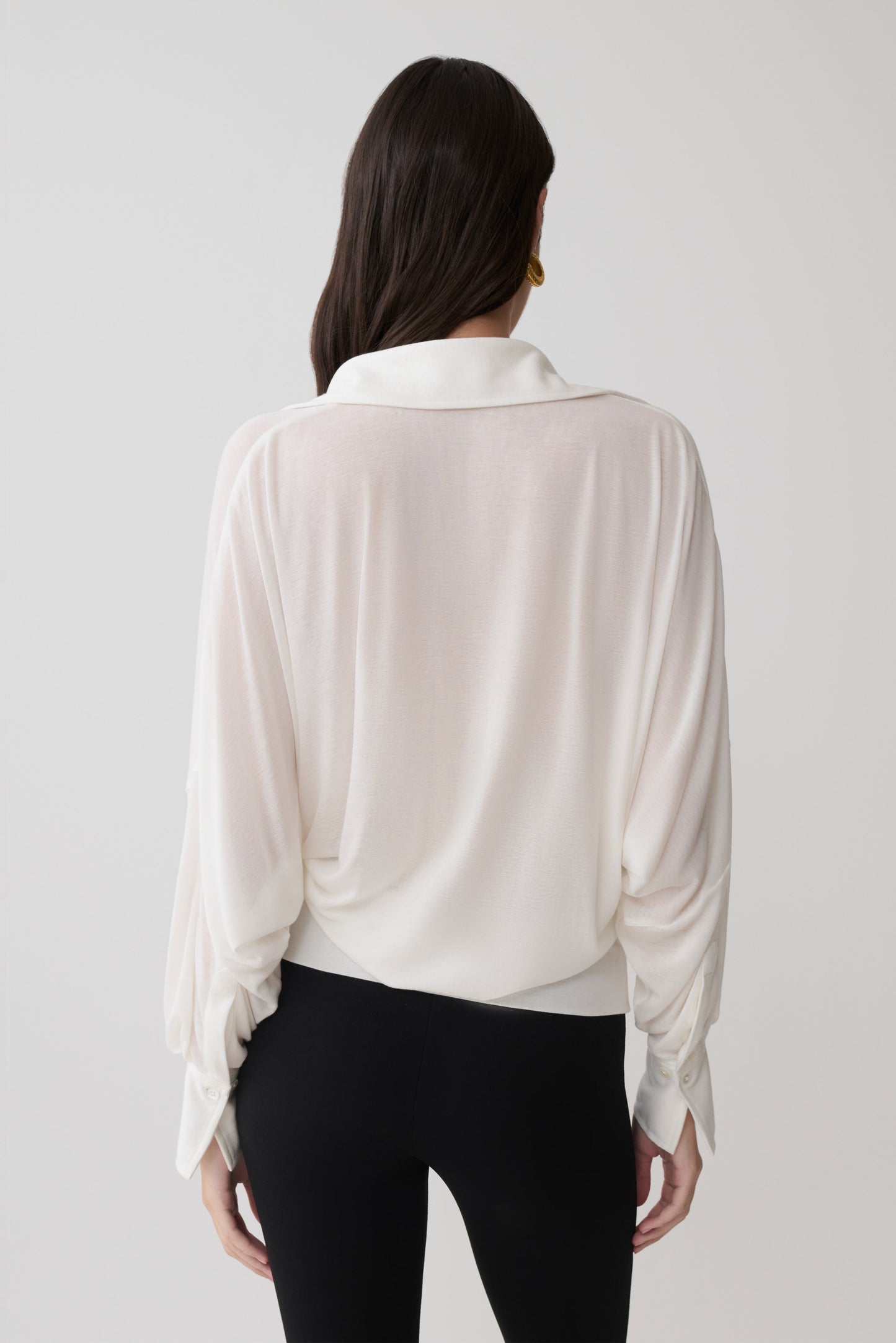 Berkley Draped Langarmshirt - Weiß