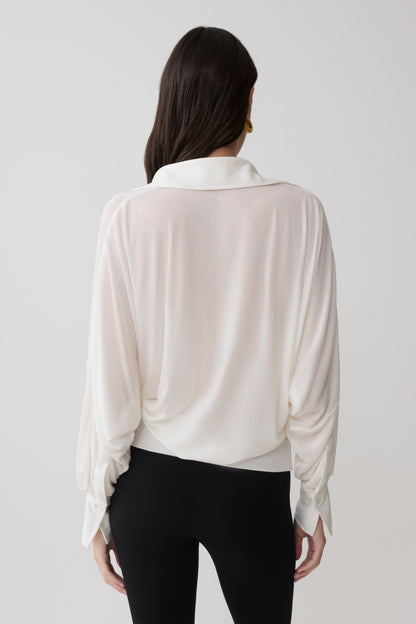 Berkley Draped Langarmshirt - Weiß