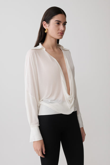 Berkley Draped Langarmshirt - Weiß