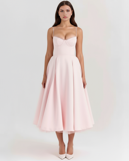 Midi-Kleid mit Korsett und vollem Rock