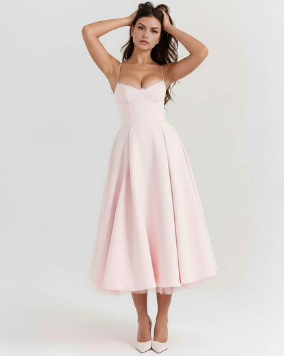 Midi-Kleid mit Korsett und vollem Rock