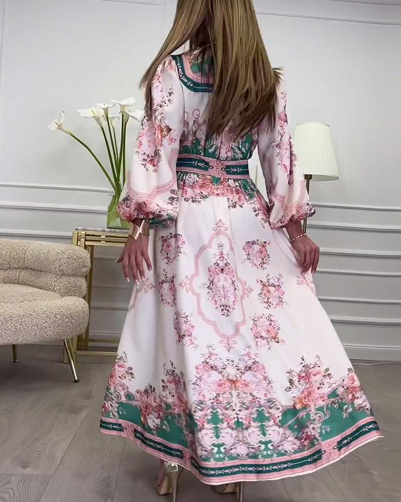 Chic Rosa Langarm-Maxikleid