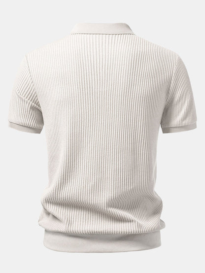 Waffel Johnny Kragen Polo mit Tasche & Kordelzug gestrickte Waffel Shorts