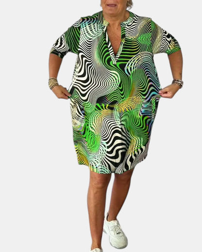 Jessica™ | Buntes Kleid mit V-Ausschnitt
