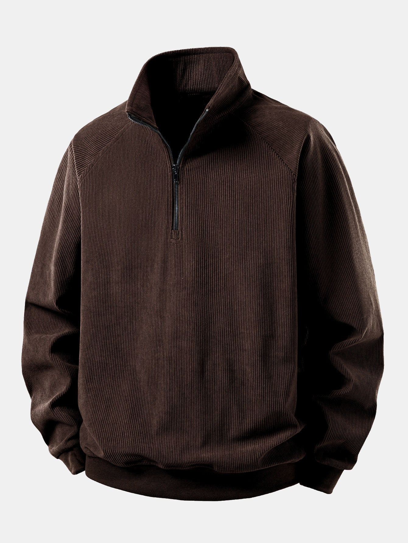 Quarter Zip Corduroy Raglan Ärmel Sweatshirt & Gerade Bein Corduroy Hose