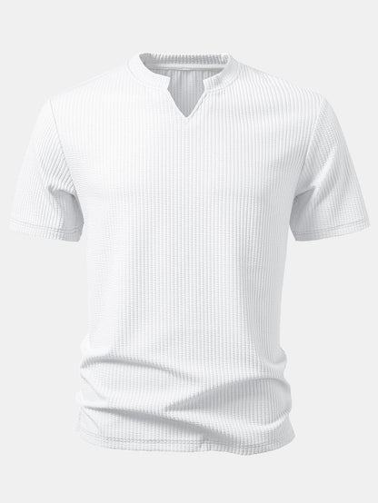 Muscle Fit Ripp-Notch-Kragen T-Shirt & gerade geschnittene Ripp-Hosen