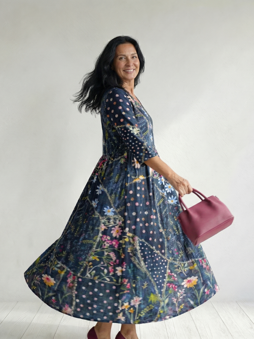 Zane | Einfaches Blumen-Midi-Kleid