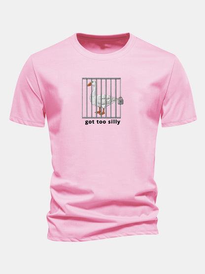 Regulär geschnittenes T-Shirt mit lustigem Gänse-Druck
