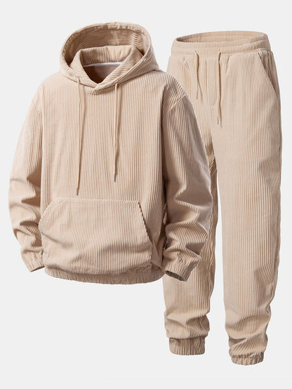 Corduroy-Hoodie mit Kängurutasche & Corduroy-Jogginghose