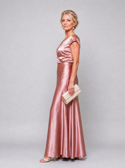 Samouse | Maxikleid mit Wickeloberteil und kurzen Ärmeln