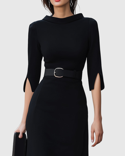 Blythewyn | Klassisch Schwarzes Midikleid