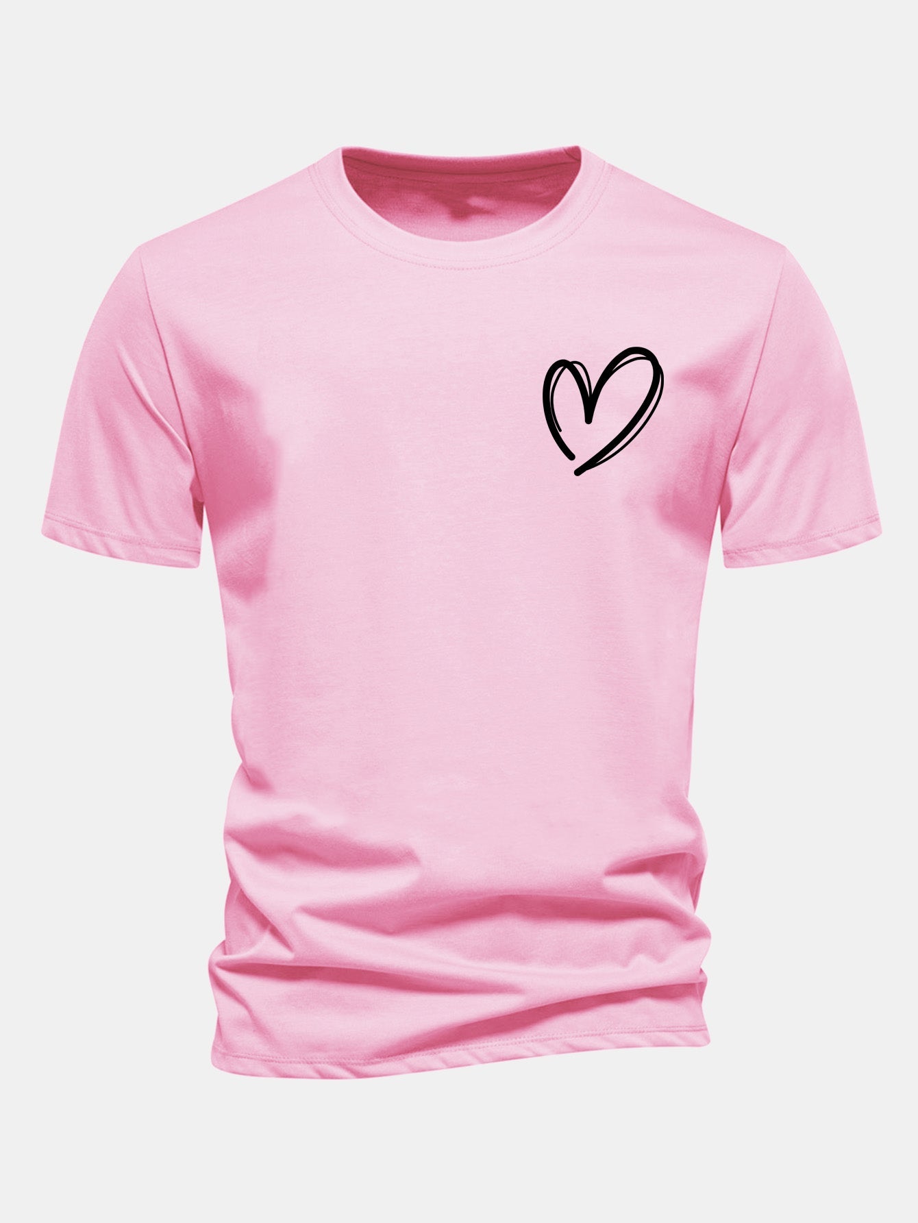 Regulär geschnittenes T-Shirt mit Herzmuster aus Baumwolle
