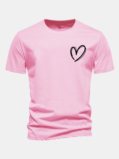 Regulär geschnittenes T-Shirt mit Herzmuster aus Baumwolle