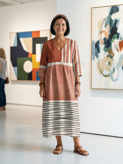 Jana | Midi-Kleid mit Streifenmuster
