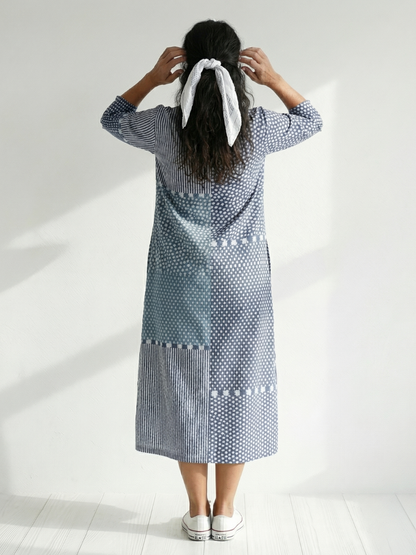 Katrin | Patchwork Midikleid mit entspannter Passform