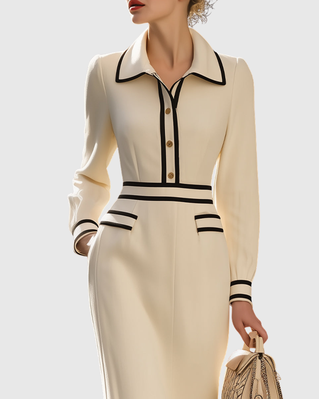 Aderyn | Maßgeschneidertes Midikleid mit Knopfdetails