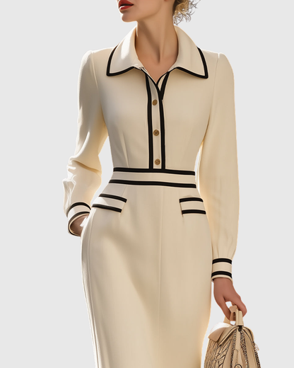 Aderyn | Maßgeschneidertes Midikleid mit Knopfdetails
